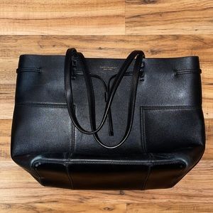 Tory Burch Black Block-T Triple Compartment Bag!